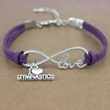 Gymnastics Gym Sports Heart Infinity Love Charm Bracelets Pink Blue Women Men Girl Boy Unisex Jewelry Gift 20 Colors to Choose