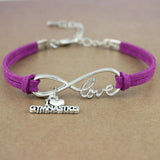 Gymnastics Gym Sports Heart Infinity Love Charm Bracelets Pink Blue Women Men Girl Boy Unisex Jewelry Gift 20 Colors to Choose