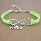 Gymnastics Gym Sports Heart Infinity Love Charm Bracelets Pink Blue Women Men Girl Boy Unisex Jewelry Gift 20 Colors to Choose