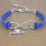 Gymnastics Gym Sports Heart Infinity Love Charm Bracelets Pink Blue Women Men Girl Boy Unisex Jewelry Gift 20 Colors to Choose