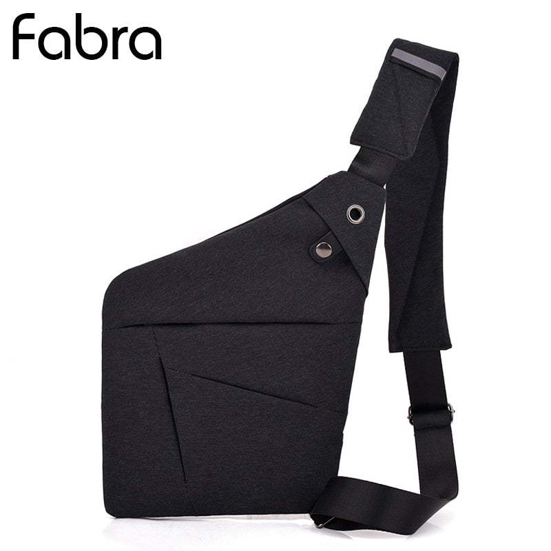 Fabra Anti-Theft Men Messenger Shoulder Bags Men Chest Pack Men Retro Trapezoid Sharp Crossbody Bag Motorcycle Sling Bag Black