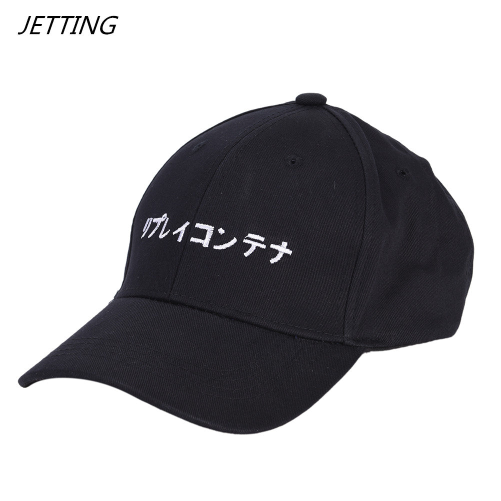 2018 New Solid Japanese letter Baseball Caps Embroidery Hip Hop bone Snapback Hats Men Women Adjustable Gorras Casquette Unisex