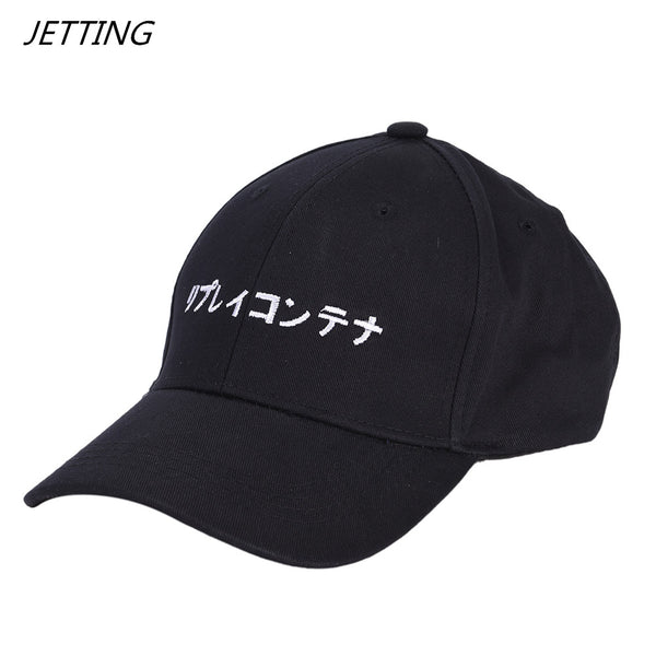 2018 New Solid Japanese letter Baseball Caps Embroidery Hip Hop bone Snapback Hats Men Women Adjustable Gorras Casquette Unisex