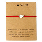 Love Hearts Infinity Wish Charms Adjustable Bracelets Red String Rope Women Men Unisex Trendy Handmade Jewelry Christmas Gift