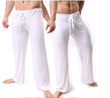 Brand Man Long Pant Sleepwear Comfy Breathable Slip Mans Sleep Bottoms Men's Casual Trousers Homewear See Through Pajama Pants