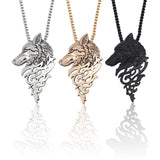 Punk Vintage Wolf Pendant Necklace Women Men Gold Silver Black Metal Wolf Head Necklaces Pendants Animal Jewelry Drop Shipping