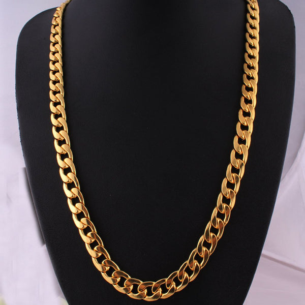 Punk Hip Cuban Link Gold Chain Rapper Men Necklaces Street Fashion Popular Metal Alloy Long Chain Decorative Jewelry Present