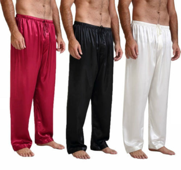 Mens Silk Satin Pajamas Pyjamas Pants Lounge Pants Sleep Bottoms Size S-XL Plus