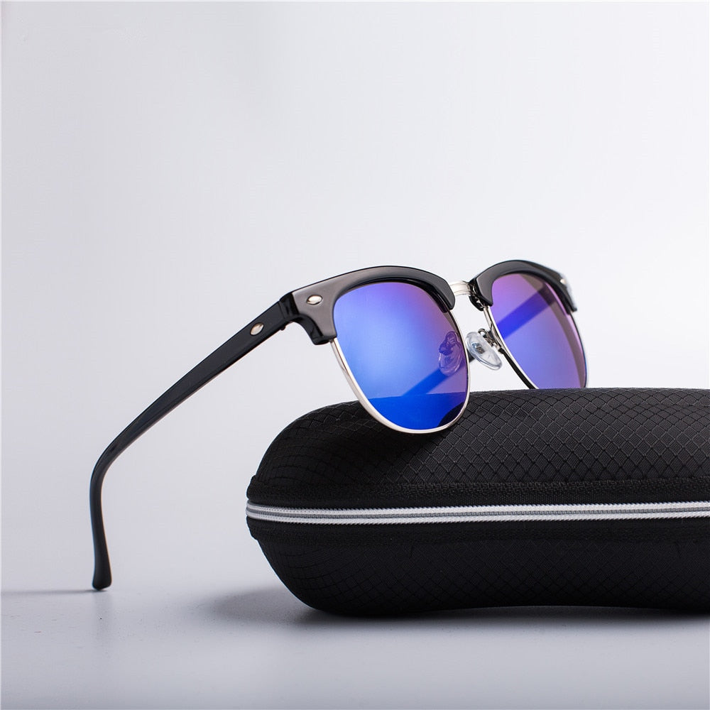 Half Metal Fashion Sunglasses Men/Women Brand Designer Retro Rivet High Quality Lens Classic Sun Glasses Female Oculos UV400