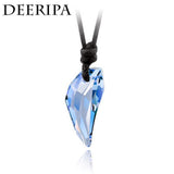 OCTBYNA Fashion Spike Wolf Tooth Crystal Pendant Leather Rope Necklace For Men Cool Vintage Necklace For Unisex Women Jewelry