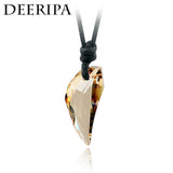 OCTBYNA Fashion Spike Wolf Tooth Crystal Pendant Leather Rope Necklace For Men Cool Vintage Necklace For Unisex Women Jewelry