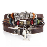 IF YOU Puck Feather Multilayer Leather Bracelet Men Bohemia Charm Eye Fish Mens Bracelets 2019 Wrap Pulseira Gift Jewelry New