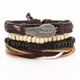 IF YOU Puck Feather Multilayer Leather Bracelet Men Bohemia Charm Eye Fish Mens Bracelets 2019 Wrap Pulseira Gift Jewelry New