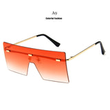 Unisex Fashion 2019 Oversized Square Rimless Sunglasses Women Brand Designer Flat top Big  Sun Glasses Travel Gradient UV400