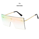 Unisex Fashion 2019 Oversized Square Rimless Sunglasses Women Brand Designer Flat top Big  Sun Glasses Travel Gradient UV400