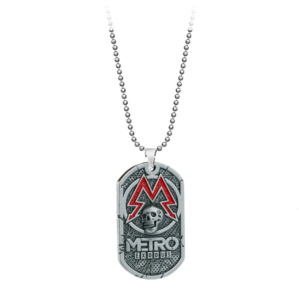 PC Game Metro Exodus 2033 Necklace Dog Tag Pendant Leather Metal Chain Men Necklaces Charm Gifts for Kids Games Jewelry