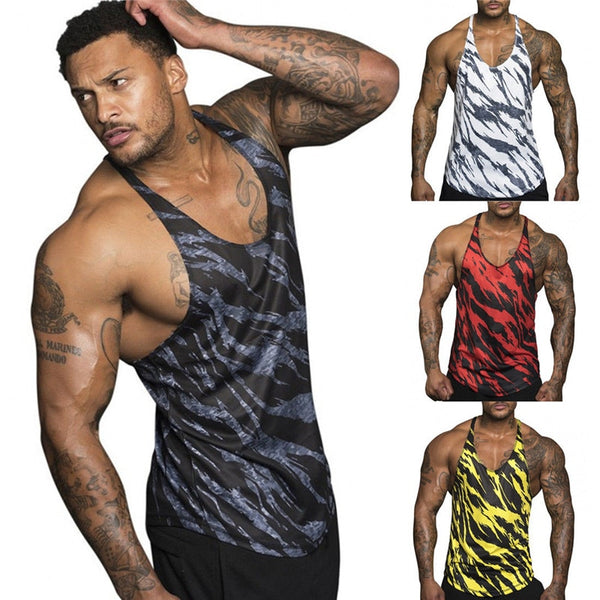 Men Muscle Training Tanks printed Sport Tanks sleeveless Undershirt Tank Top Gym Tee Shirt  Bodybuilding  Fitness Vest 4 colors