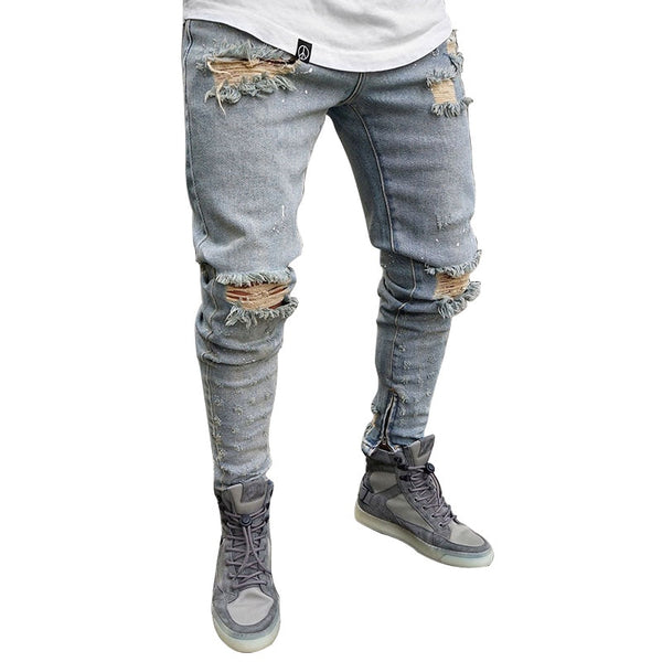 Cotton Jean Men's Pants Vintage Hole Cool Trousers for Guys 2019 Summer Europe America Style Plus Size 3XL ripped jeans Male