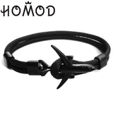 HOMOD 2019 New Fashion Plane Anchor Bracelets Men Charm Chain 550 Paracord Bracelet Jewelry Male Wrap Metal Sport Anchor Hooks