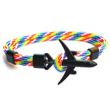 HOMOD 2019 New Fashion Plane Anchor Bracelets Men Charm Chain 550 Paracord Bracelet Jewelry Male Wrap Metal Sport Anchor Hooks